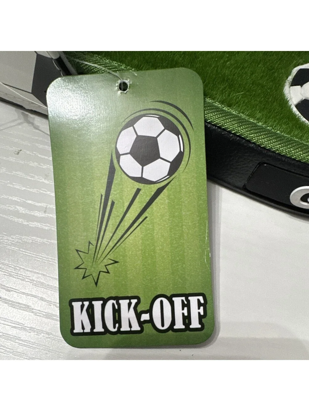 Men’s Soccer Novelty Slide Sandals Green/Black/White Size 8 World Cup Fans